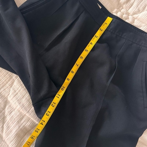 100% wool designer pants black pleated pockets m/l high-rise lined ankle pant - Picture 7 of 13